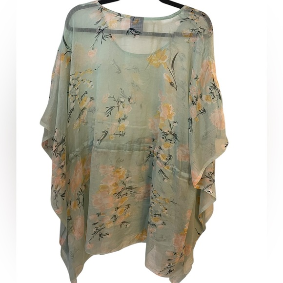 Floral flowy cover up sheer beach swim one size - Picture 2 of 6